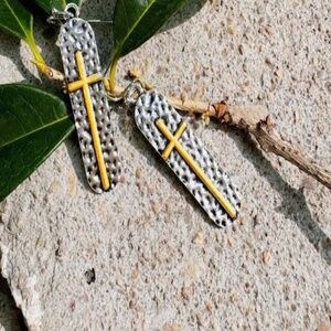 Cross and stainless steal earrings